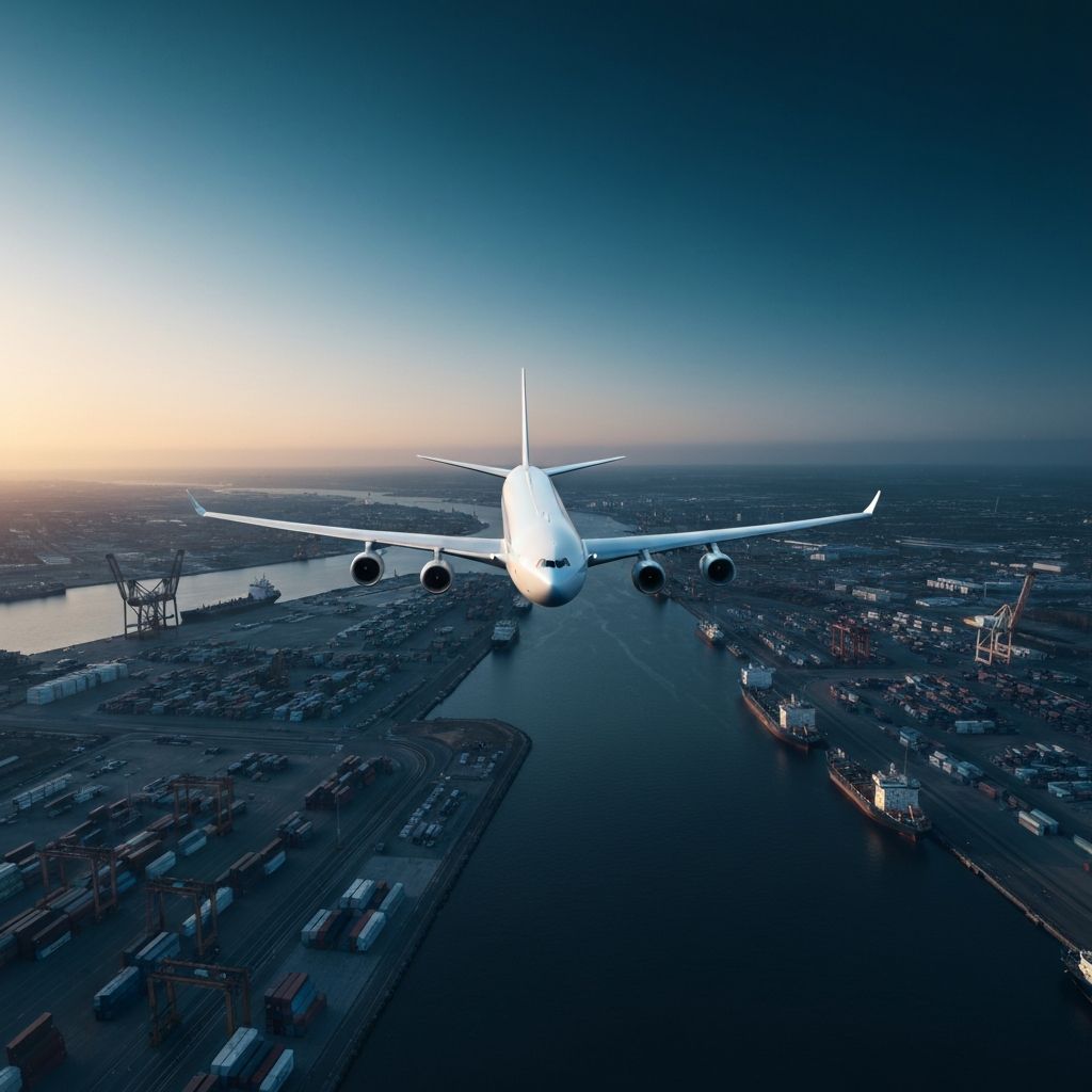 Cargo airplane in flight