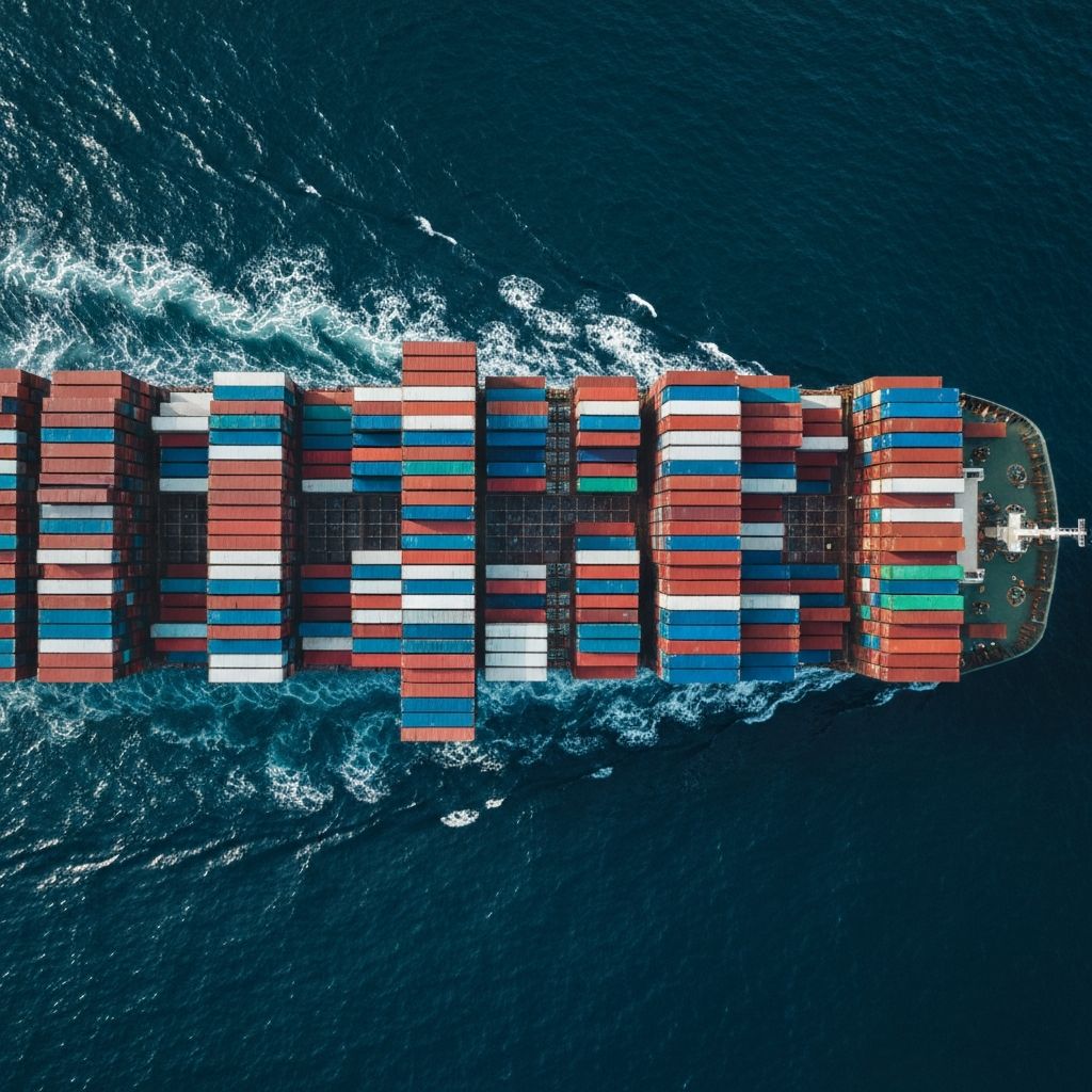 Container ship at sea